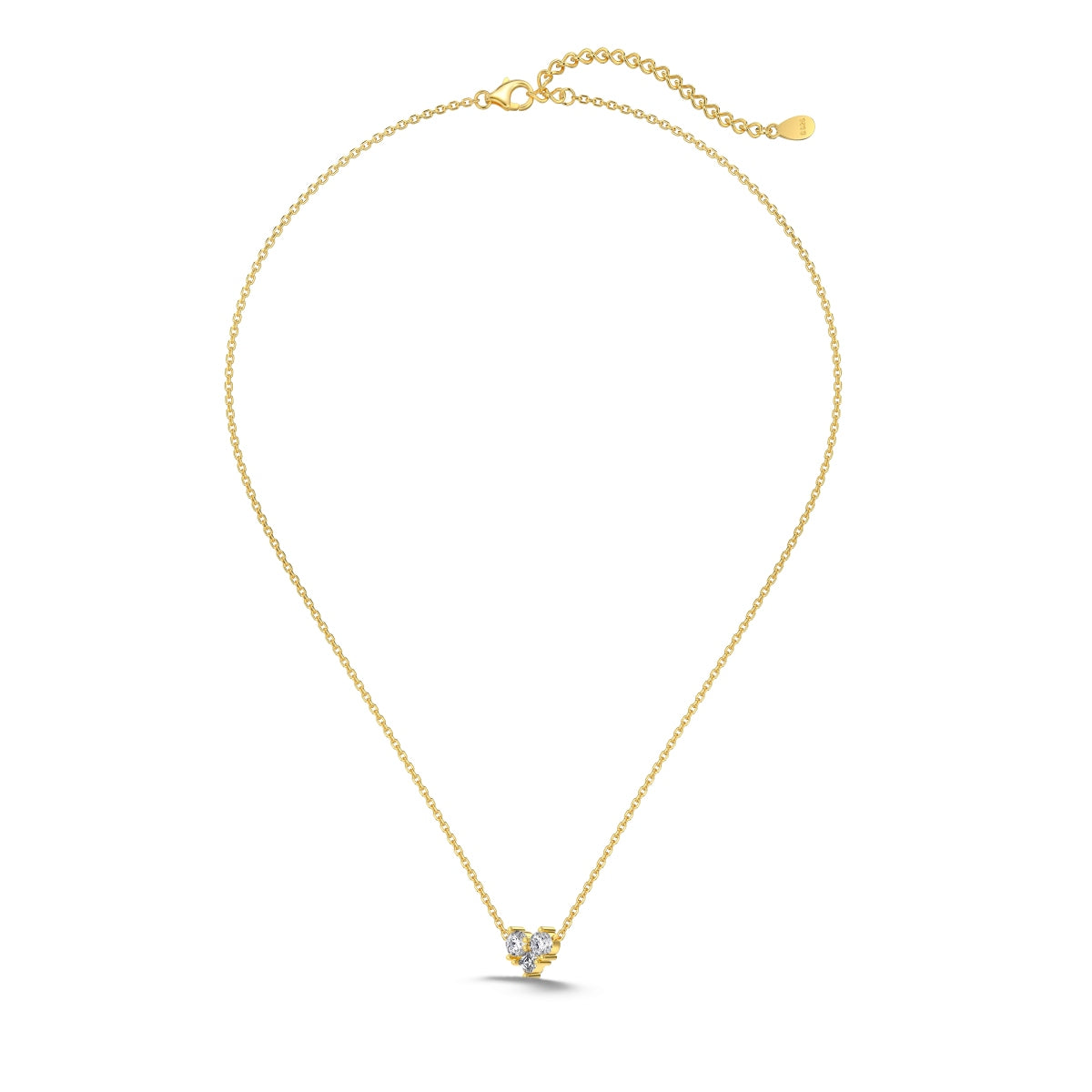 Triple Stone Heart Necklace