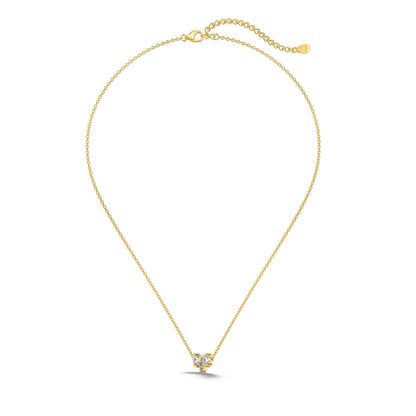 Triple Stone Heart Necklace
