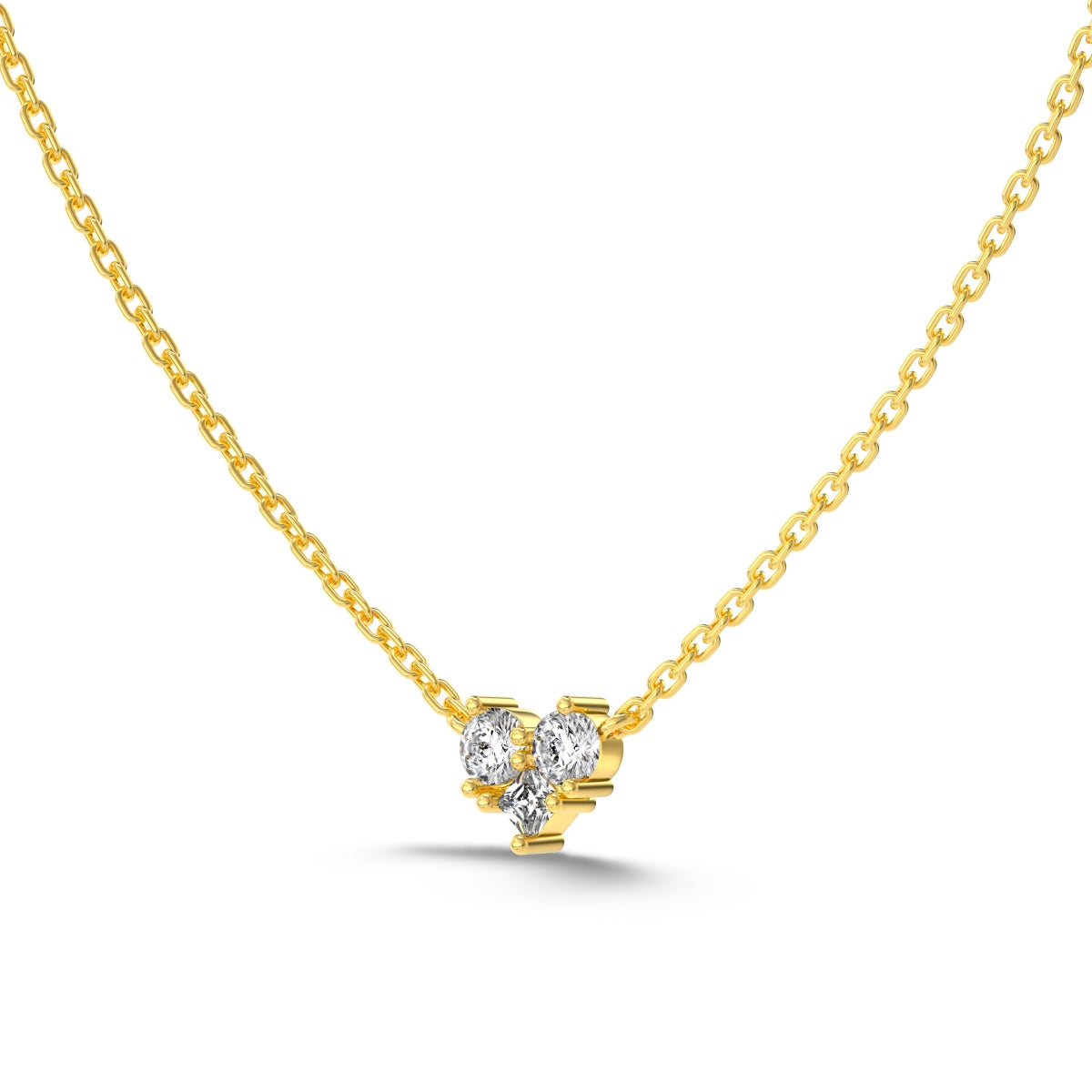 Triple Stone Heart Necklace